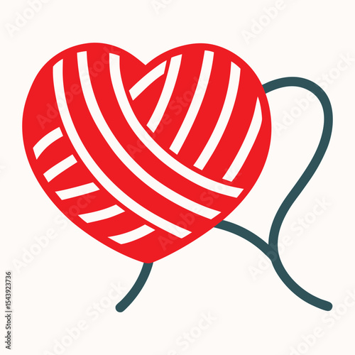 Yarn Unraveled into a Heart Shape on White