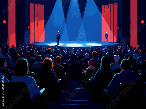Audience cinema, theater Crowd of people in the auditorium, silhouette