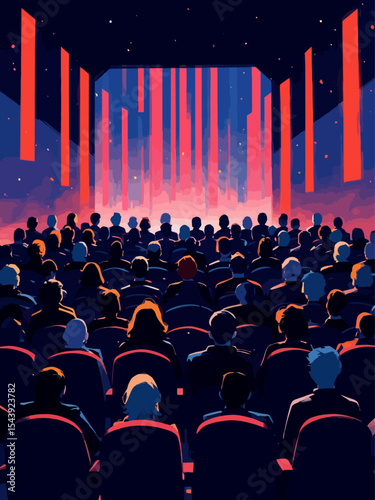 Audience cinema, theater Crowd of people in the auditorium, silhouette