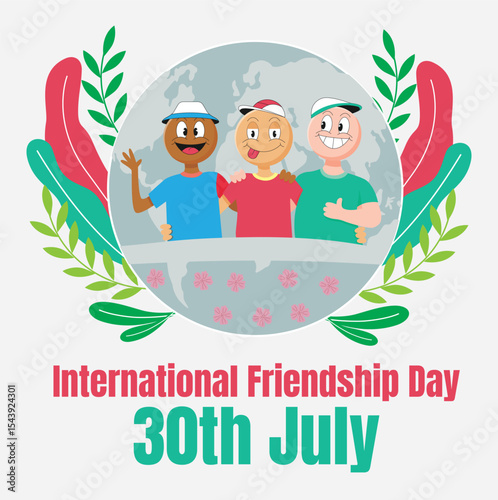 A joyful celebration of International Day of Friendship showing diverse people laughing, hugging, and sharing positive connections.