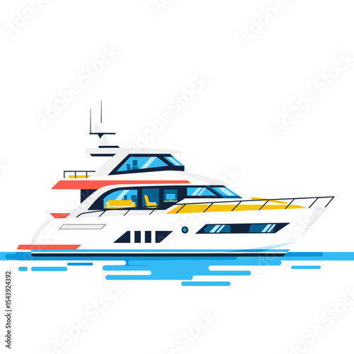 Luxury yacht sailing on clear water with modern design  