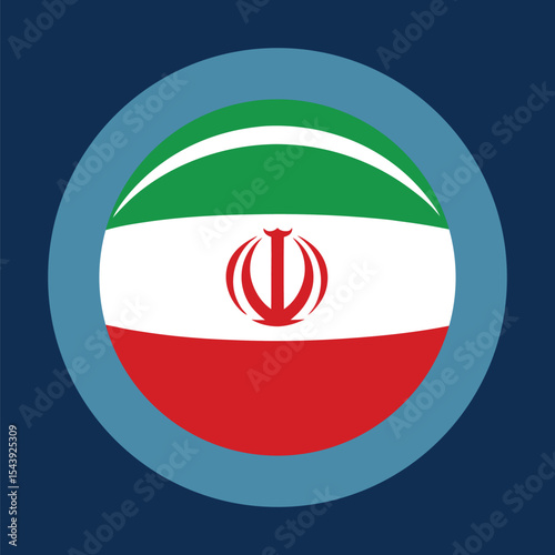 Glowing Circle Frame Around Iran Flag Vector
