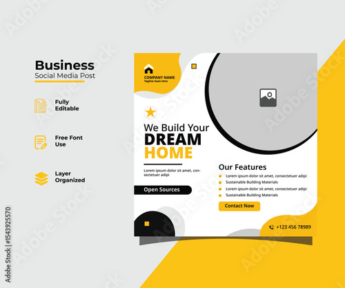 Modern Real Estate Social Media Post Template – Dream Home Promotion Design