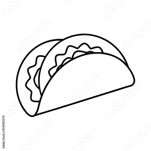 Tacos with lettuce and cheese in clean outline Vector illustration
