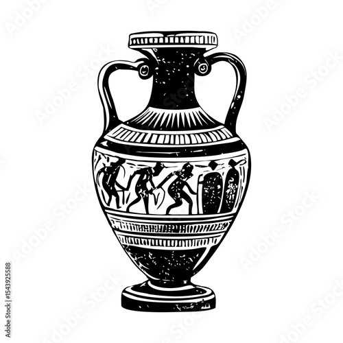 A vintage style illustration showing greek vase