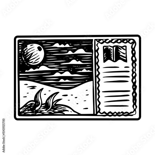 A vintage style illustration showing vintage postcard