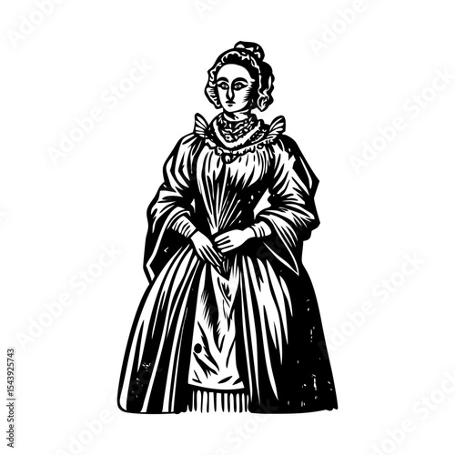 A vintage style illustration showing noble lady