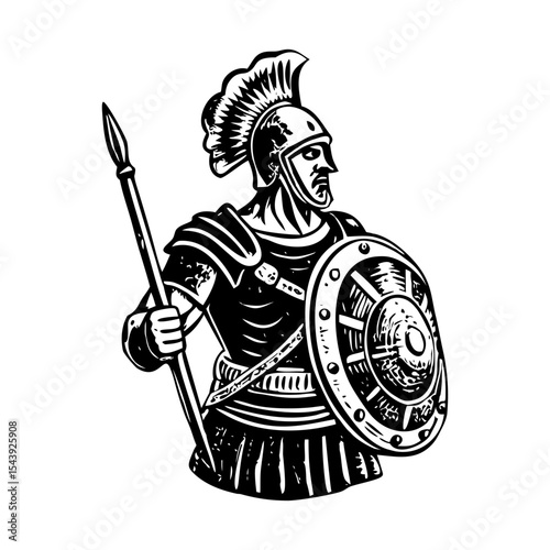 A vintage style illustration showing roman warrior