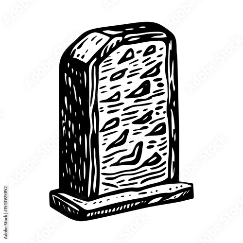 A vintage style illustration showing stone tablet