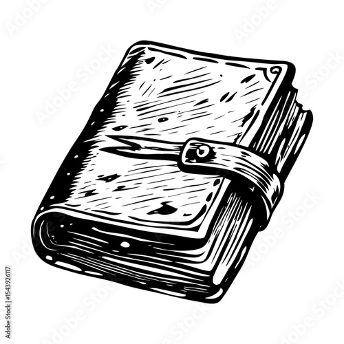 A vintage style illustration showing leather journal