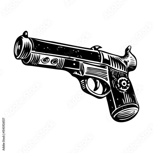 A glyph style illustration representing vintage gun