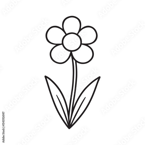 Simple flower coloring page for kids