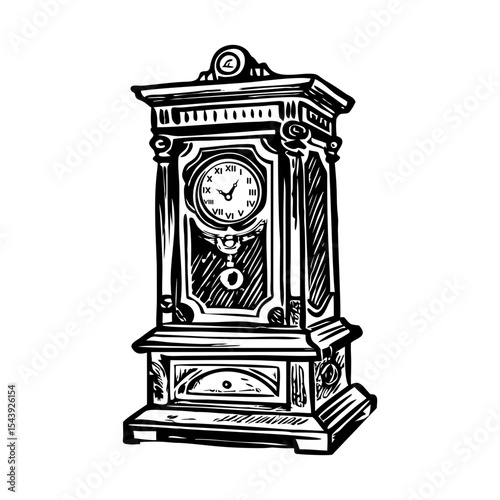 A glyph style illustration representing vintage clock