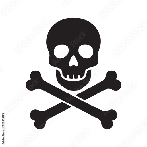 Flat skull and crossbones icon death symbol for apps and games
