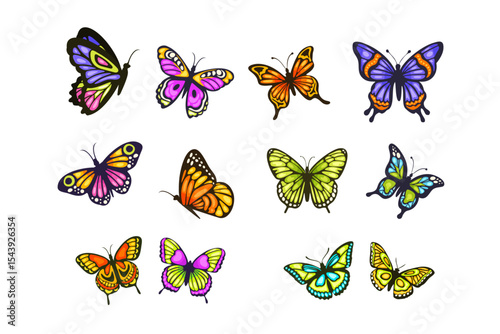 Colorful butterflies set. Vector file 