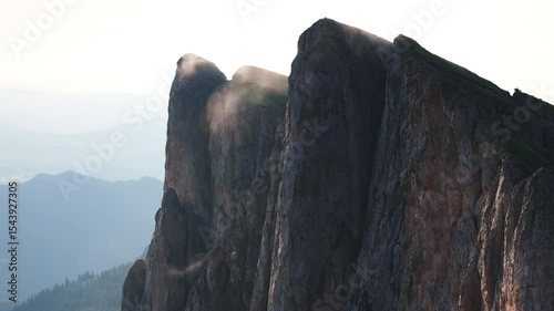 Aerial view of rock mount Bolshoy Tkhach in Caucasus Mountains