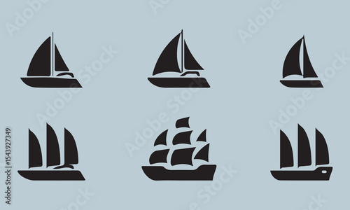 set of sailing ships icons 