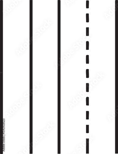 Abstract Illustration of a Road with Solid and Dashed Lines on a White Background Simple and Minimalist