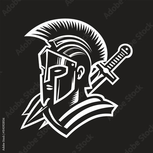 Spartan Warrior Helmet Vector Illustration