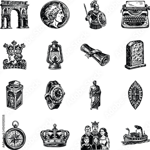 Pack of Heritage Vintage Style Illustrations 

