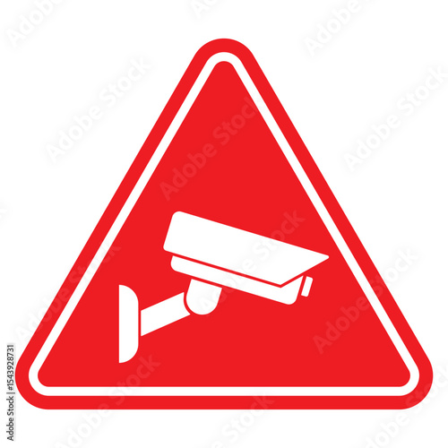 Security camera icon, video surveillance, cctv sign. Triangle indicating camera operation. Surveillance camera,monitoring, safety home protection system. Fixed CCTV, Security Camera Icon Vector.