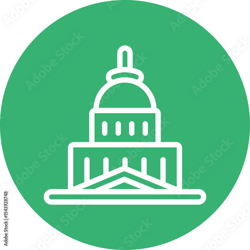 Capitol Building Vector Line White Circles Multicolors