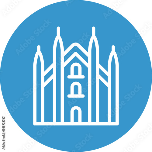 Milan Cathedral Vector Line White Circles Multicolors