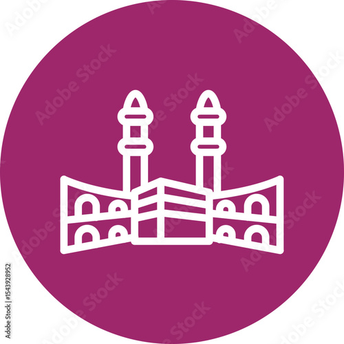 Masjid alHaram Vector Line White Circles Multicolors