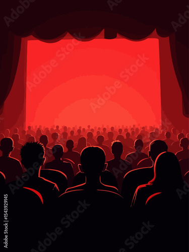 Audience cinema, theater Crowd of people in the auditorium, silhouette