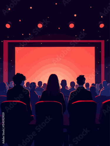 Audience cinema, theater Crowd of people in the auditorium, silhouette
