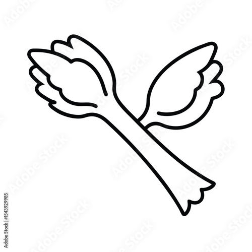 Buffalo wings with celery sticks in bold line style Vector illustration