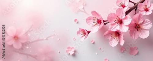 Delicate pink cherry blossom branch, paper cut art, soft texture, elegant design, subtle, cherry blossom, nature