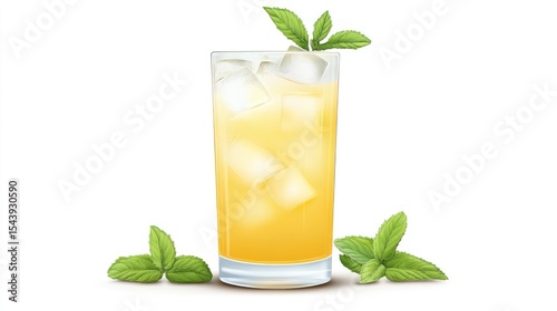 Refreshing Yellow Citrus Cocktail with Mint