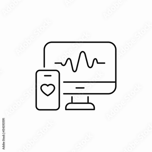 computer heart diagnostics icon sign vector