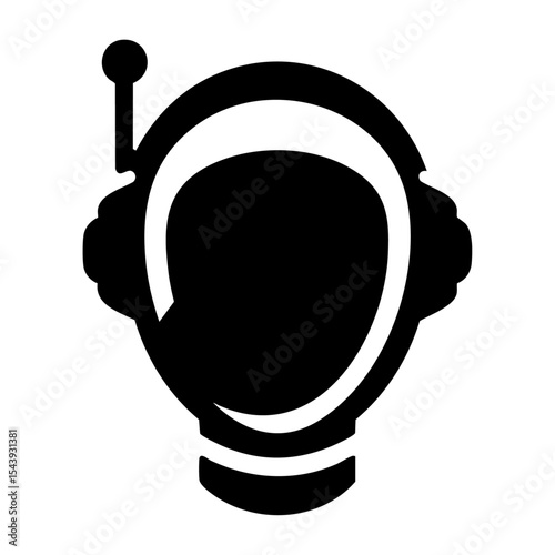 Futuristic AI Chatbot Head Silhouette Vector Icon – Bold Black Tech Robot Illustration