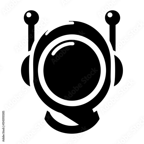 Futuristic AI Chatbot Head Silhouette Vector Icon – Bold Black Tech Robot Illustration