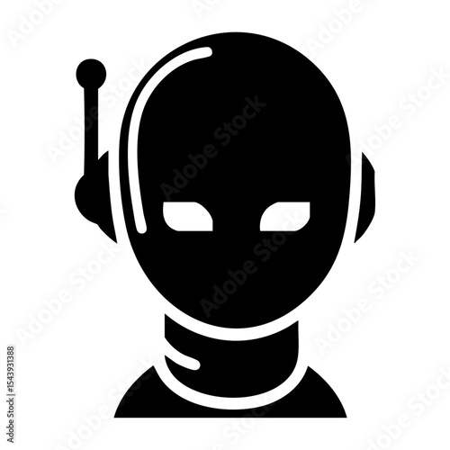 Futuristic AI Chatbot Head Silhouette Vector Icon – Bold Black Tech Robot Illustration