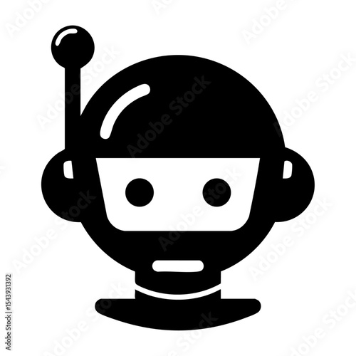 Futuristic AI Chatbot Head Silhouette Vector Icon – Bold Black Tech Robot Illustration