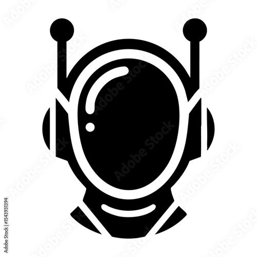 Futuristic AI Chatbot Head Silhouette Vector Icon – Bold Black Tech Robot Illustration