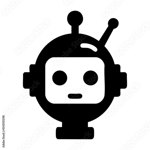 Futuristic AI Chatbot Head Silhouette Vector Icon – Bold Black Tech Robot Illustration