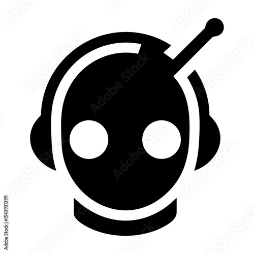 Futuristic AI Chatbot Head Silhouette Vector Icon – Bold Black Tech Robot Illustration