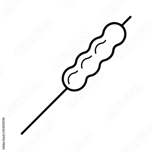 Chicken satay with peanut sauce in bold lines Vector illustration