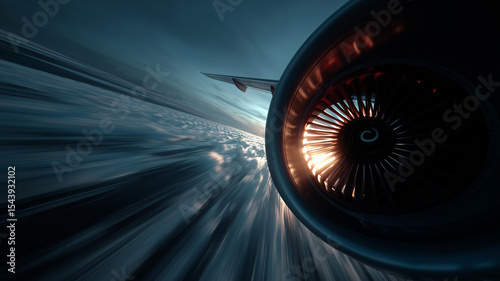 Exploring the raw power of a jet engine during flight through the clouds