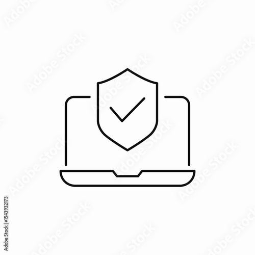 laptop protection check mark icon sign vector