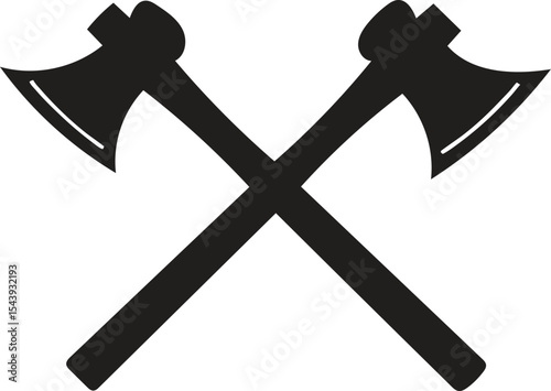 axes silhouette simple flat vector, two axe vector, Crossed axes silhouette