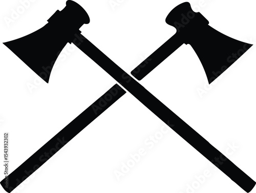 axes silhouette simple flat vector, two axe vector, Crossed axes silhouette