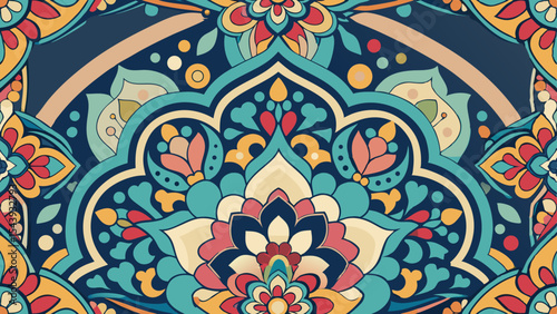 Vibrant floral paisley pattern seamless design