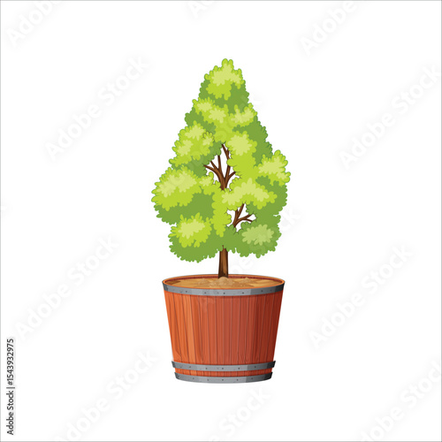 green tree planted in a wooden pot