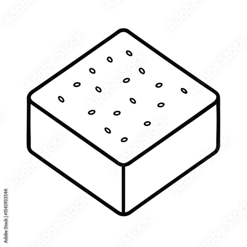 Cornbread square with crumbs in outline drawing Vector illustration