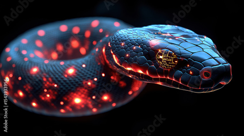 Dark snake with glowing red dots